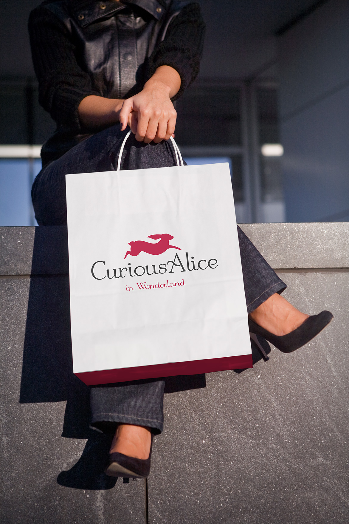 Curious Alice Logo design on bag