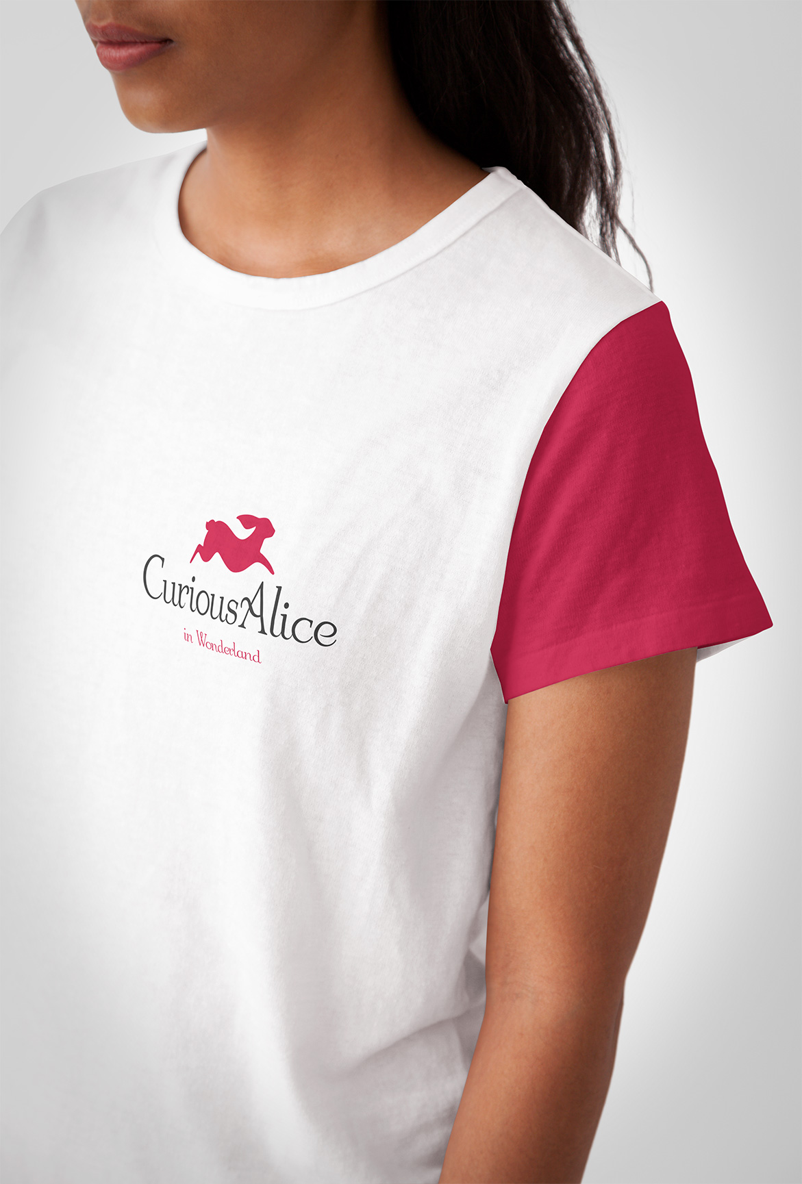 Curious Alice Logo design on tshirt
