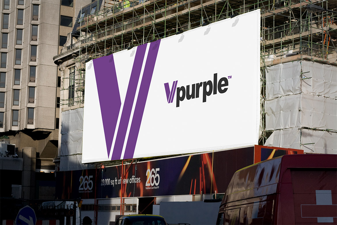Vpurple Logo Design on Banner
