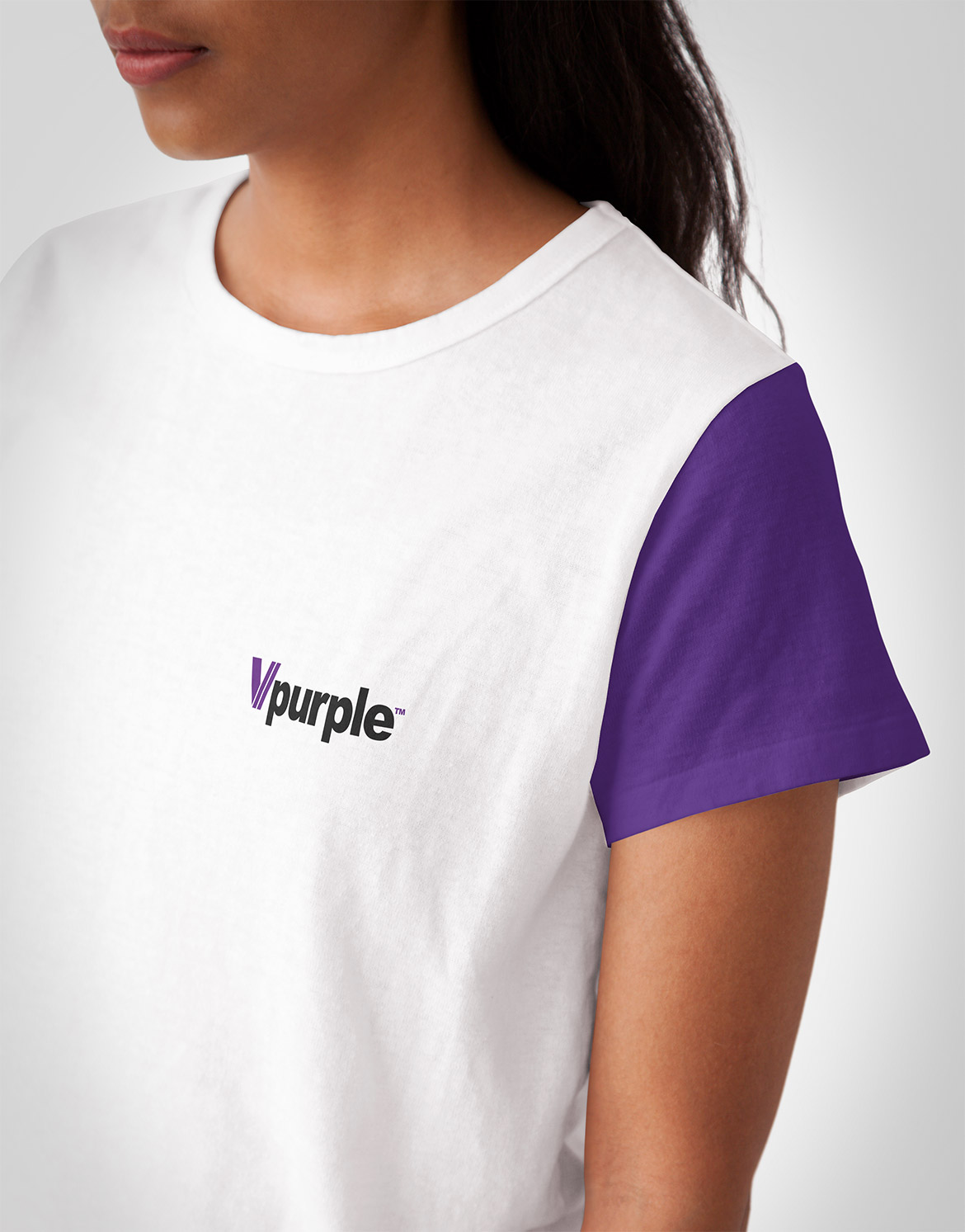 Vpurple logo on tshirt
