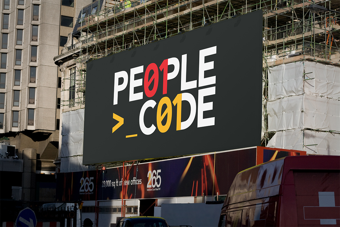 People Code Binary Logo Concept